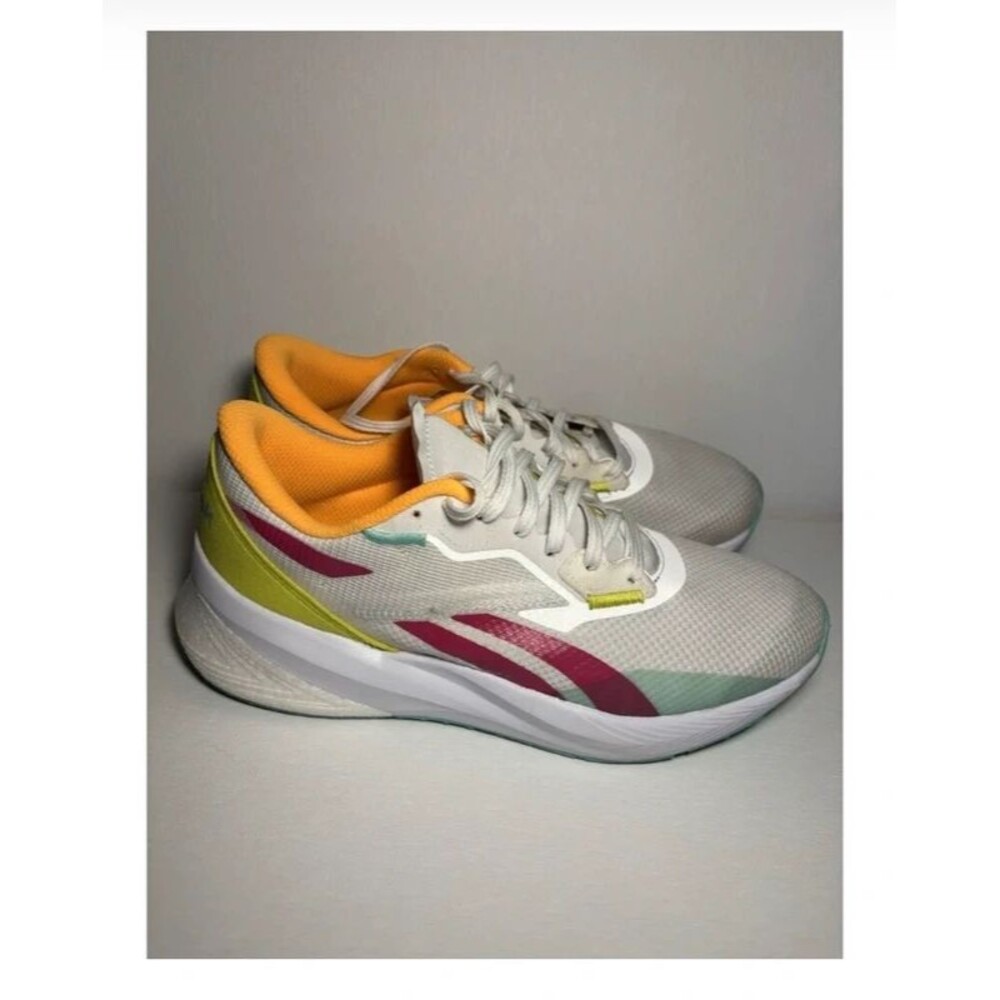 Reebok sneakers size 10 womenās EUC lime green orange pink white walk pickleball